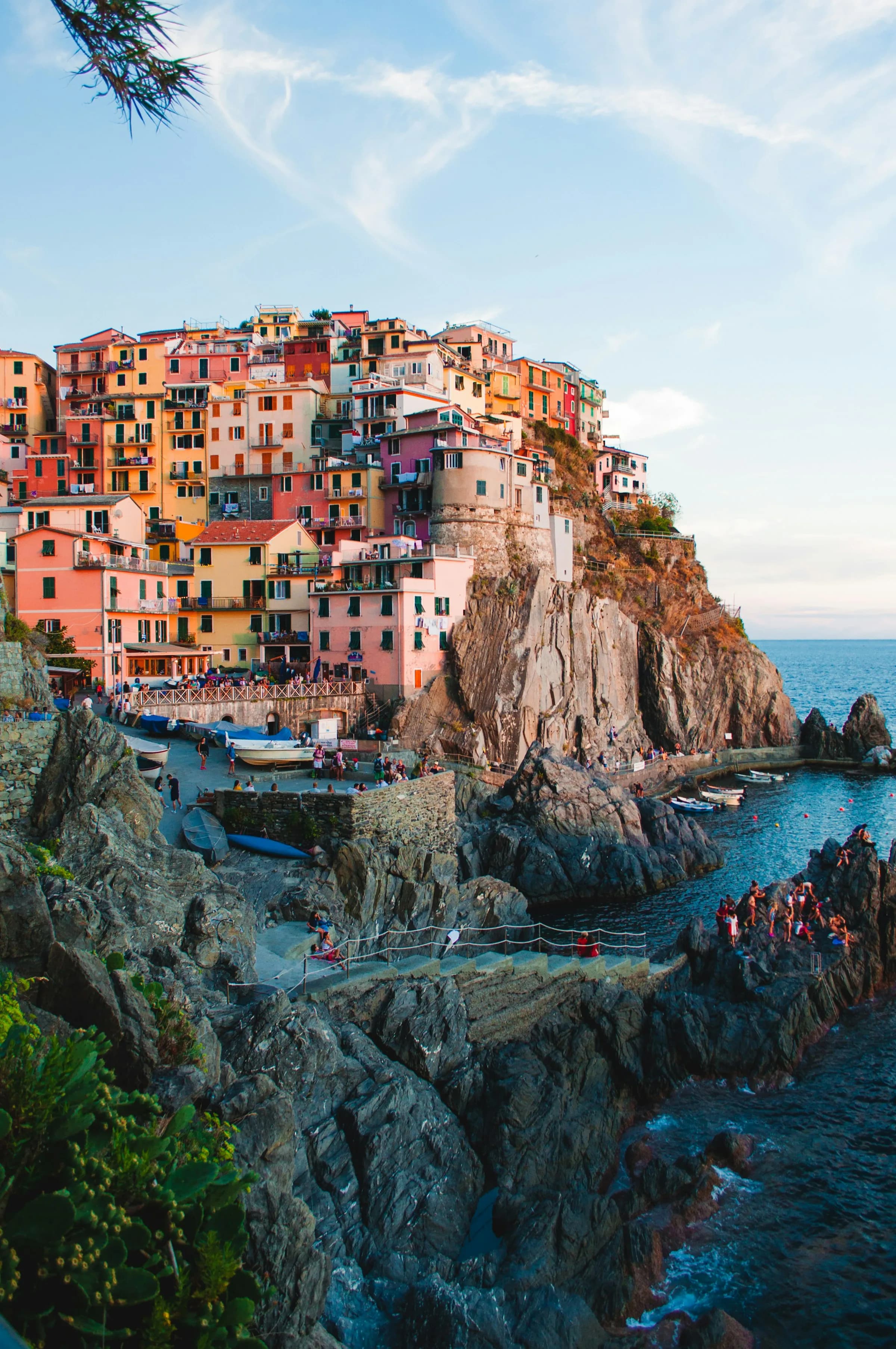 Colorful Italian coastal village at golden hour