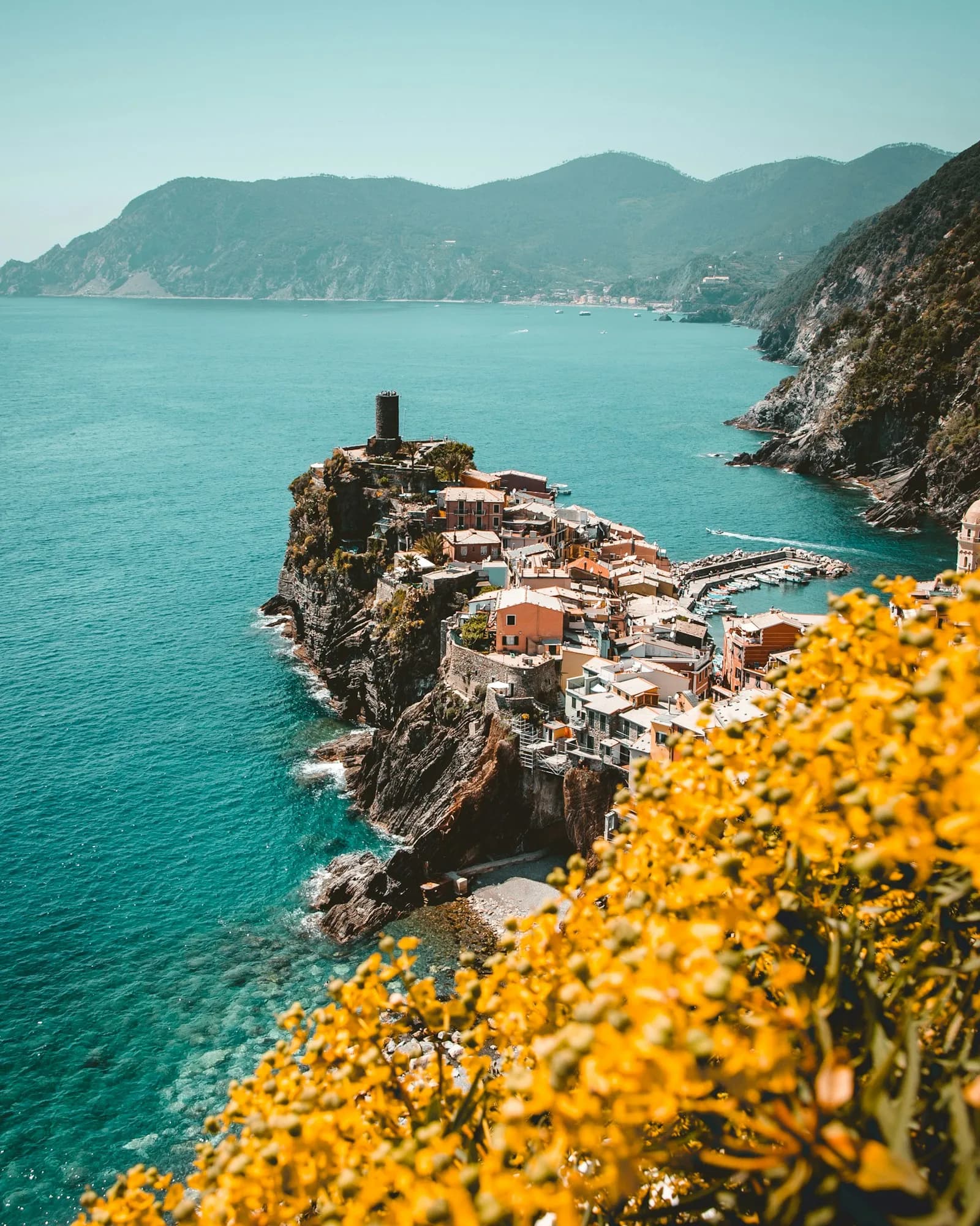 Amalfi Coast cliffside village overlooking the sea
